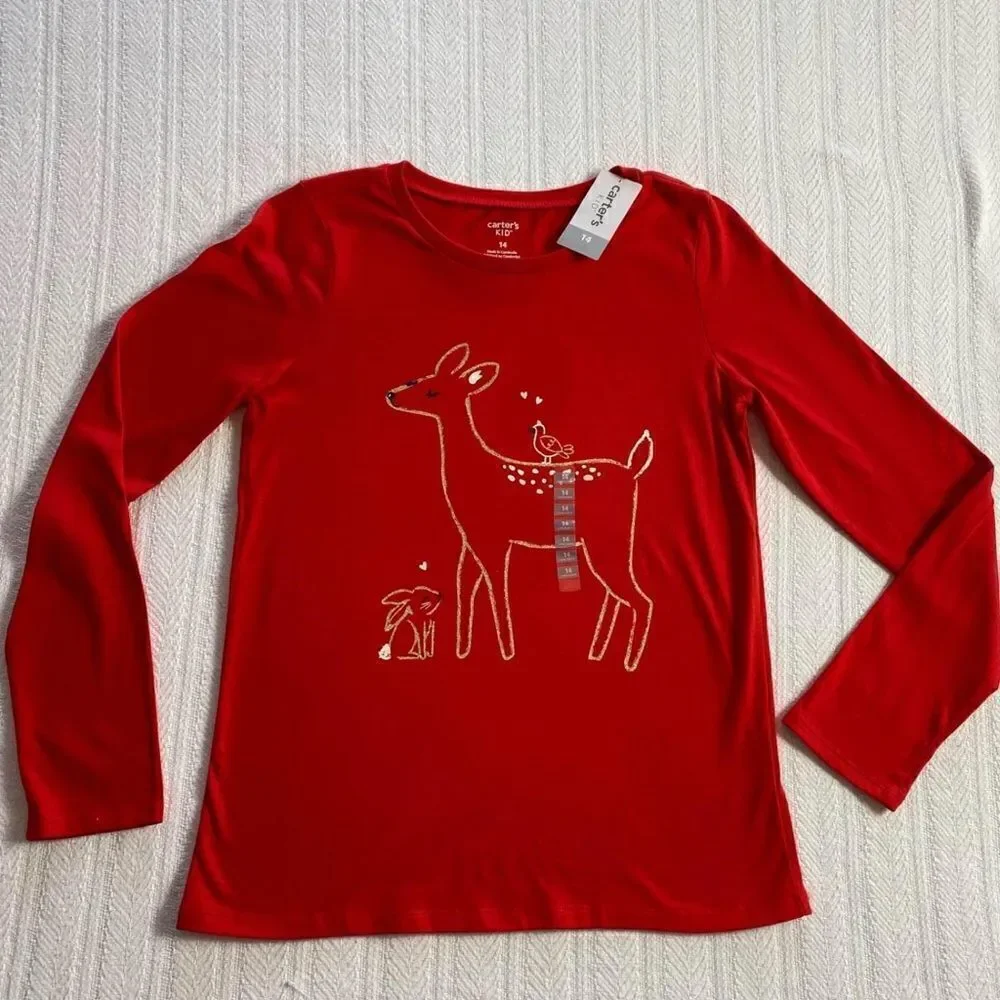 CARTER’S KID Girls Size 14 Red Christmas Top